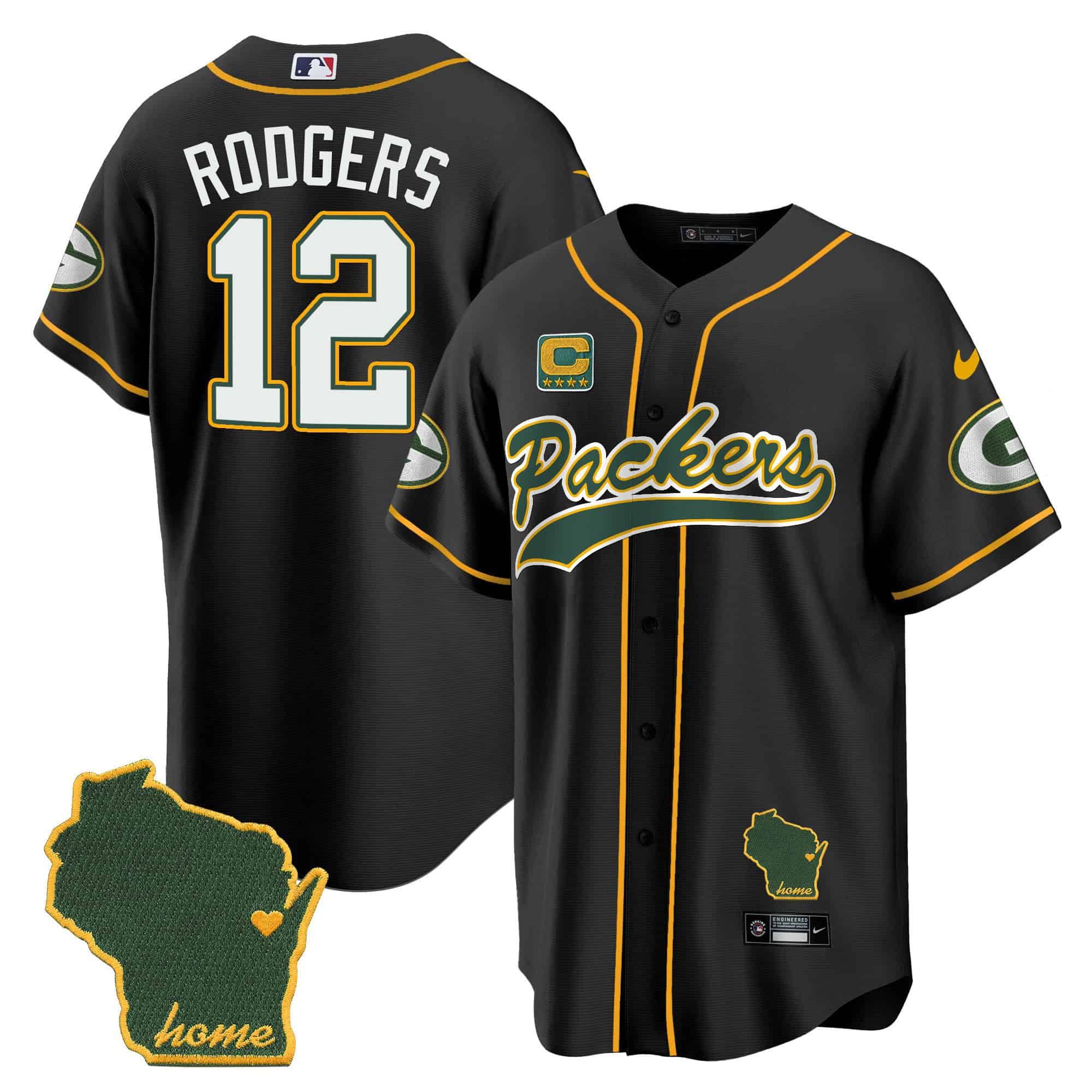 Men Green Bay Packers #12 Rodgers Black 2024 Nike Home Patch Baseball NFL Jersey->indianapolis colts->NFL Jersey